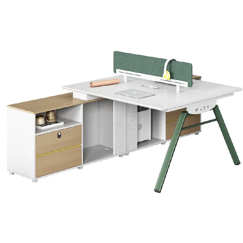 Office Furniture Plan - 4-persoons bureau- en stoelenset, modern, eenvoudig,