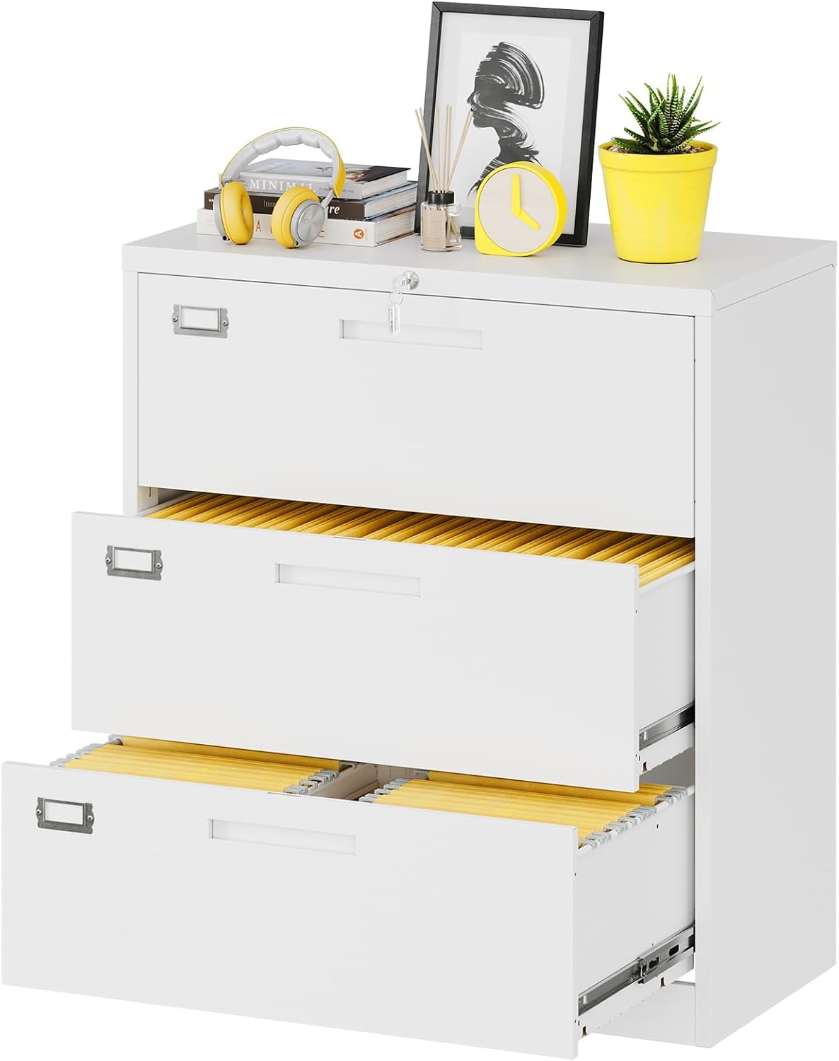 Credenza Office Storage - Laterale archiefkast, metalen opbergkast met drie