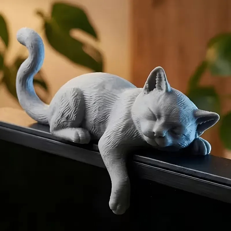 Cubicle Shelf Organizer - 3D-geprinte luie katten monitor topper, slapende