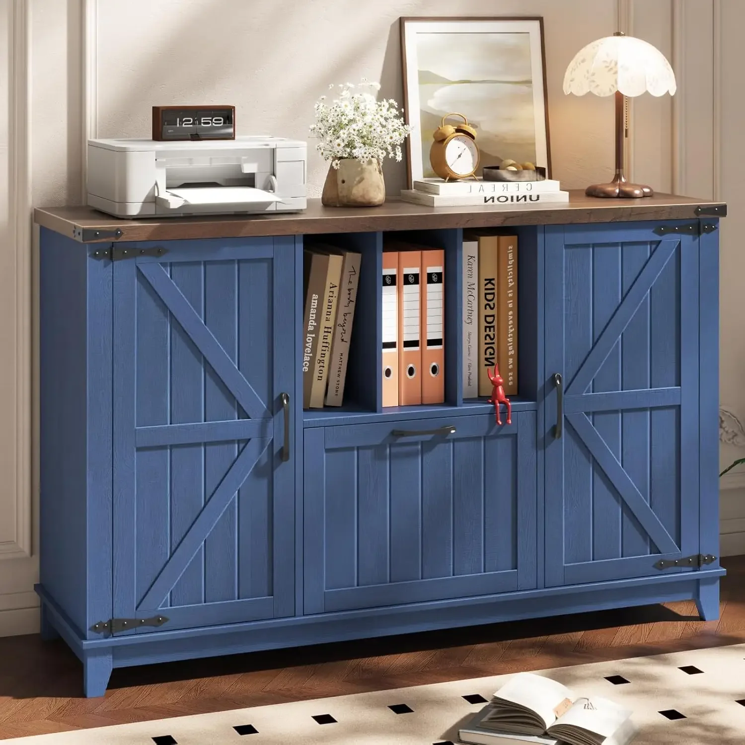 File Cabinet Lateral - Laterale archiefkast Boerderijstijl opbergplanken Printerstandaard Thuiskantoor