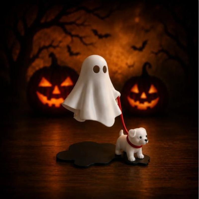 Cubicle Shelf Organizer - Halloween Spookhondje Figuur, Schattig Wit Honden
