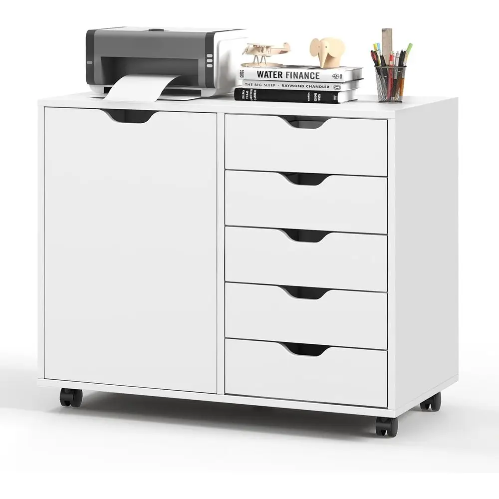 File Cabinet Lateral - Laterale archiefkast met 5 laden, zwenkwielen,