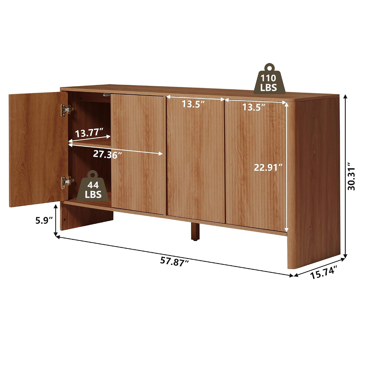 Walnoot Sideboardkast, Mid-Cen - Credenza Office Storage recensie en prijs