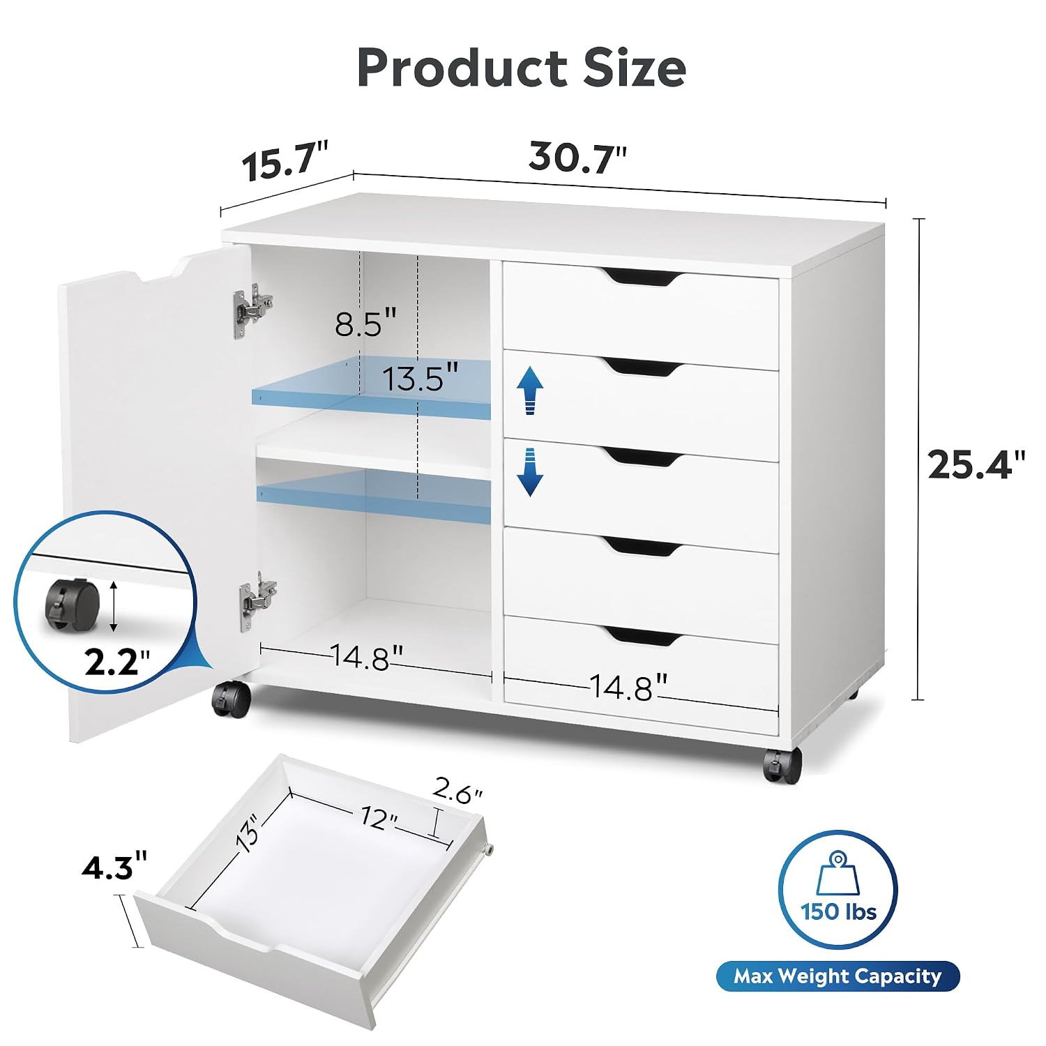 Houten ladekast met 5 laden, k - Office Furniture Custom recensie en prijs